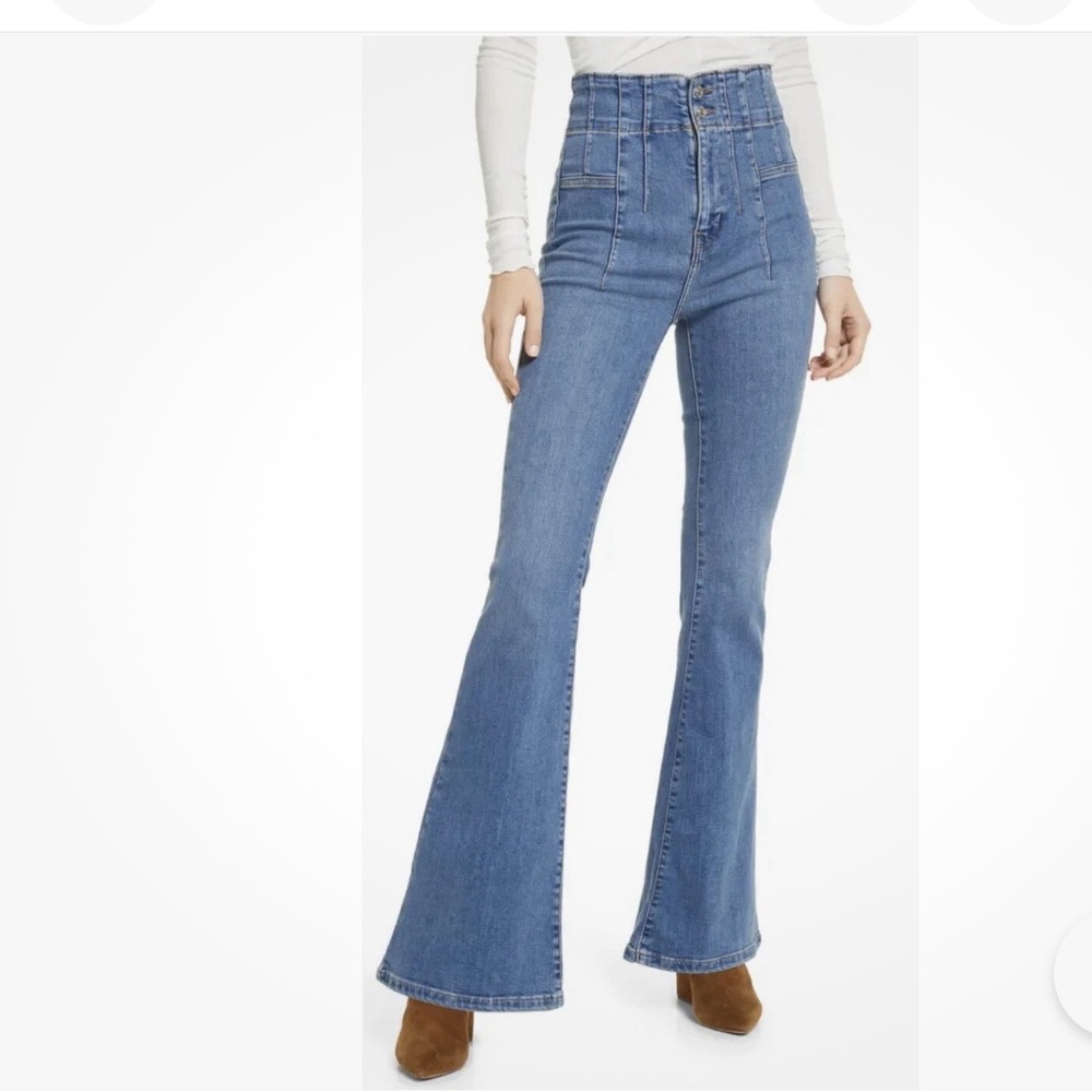 We The Free People Jayde Flare Jeans High Waisted Stretch Size 27